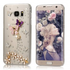 Samsung Galaxy S7 Edge - Handmade Butterfuly Bling Bling Crystal Hard Protective Phone Cover Case
